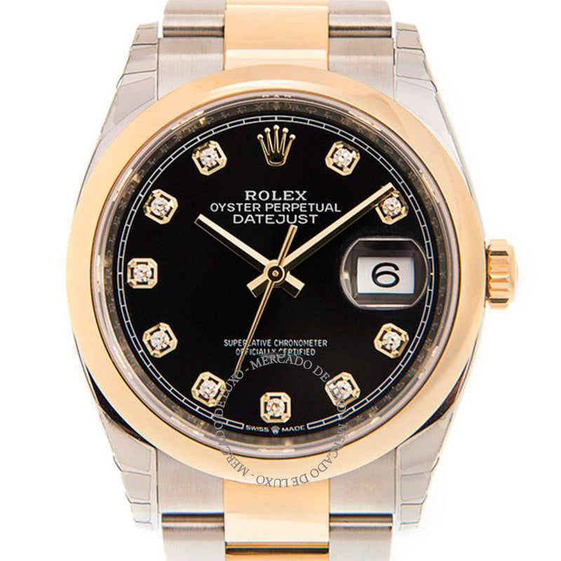 Relógio Datejust 36 Mostrador Diamante Preto 36 mm - Mercado de Luxo - O Maior E-Commerce de Bens, Produtos e Serviços de Luxo do Brasil.