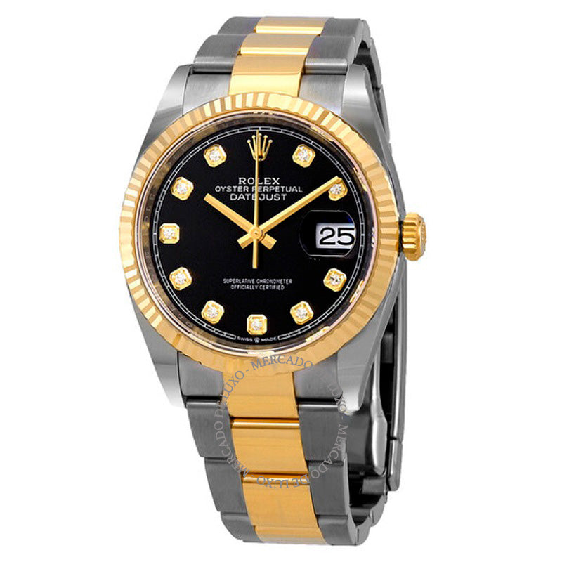 Relógio Datejust 36 Mostrador Diamante Preto 36 mm - Mercado de Luxo - O Maior E-Commerce de Bens, Produtos e Serviços de Luxo do Brasil.