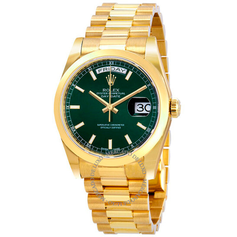 Relógio Mostrador verde automático Day-Date 36 mm - Mercado de Luxo - O Maior E-Commerce de Bens, Produtos e Serviços de Luxo do Brasil.