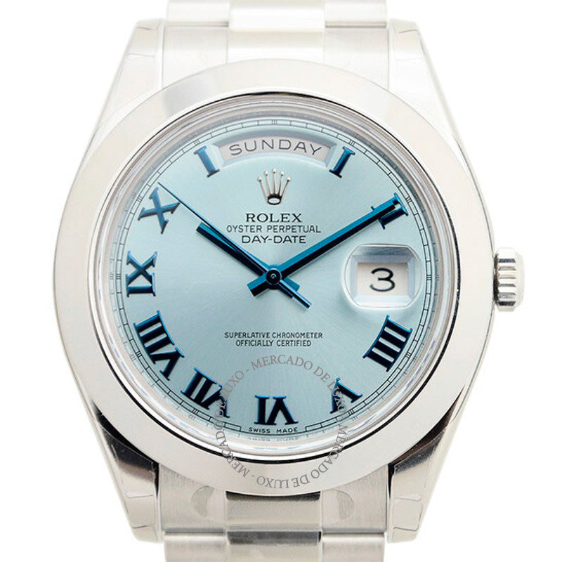 Relógio Day-Date II Mostrador Azul Gelo 41 mm - Mercado de Luxo - O Maior E-Commerce de Bens, Produtos e Serviços de Luxo do Brasil.