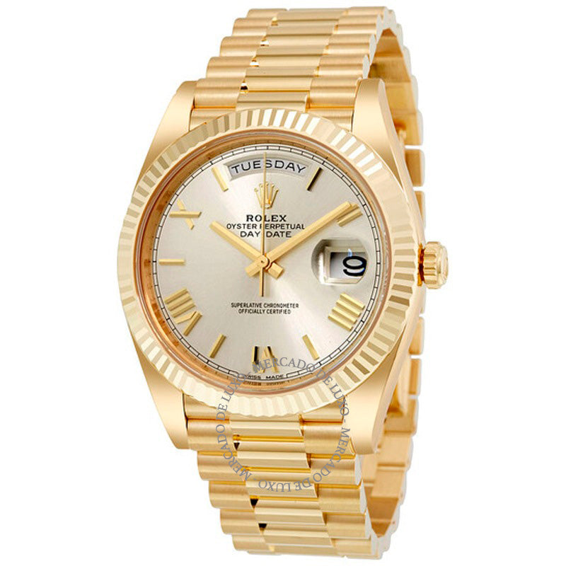 Relógio Day-Date 40 Mostrador Prateado 40 mm - Mercado de Luxo - O Maior E-Commerce de Bens, Produtos e Serviços de Luxo do Brasil.