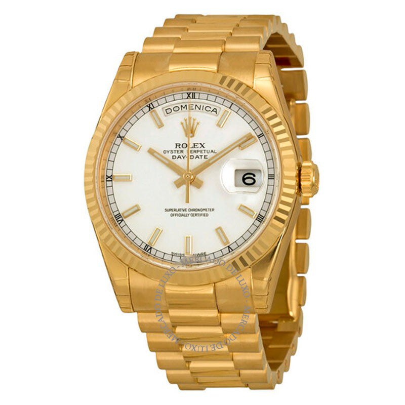Relógio Mostrador branco Day-Date 36 mm - Mercado de Luxo - O Maior E-Commerce de Bens, Produtos e Serviços de Luxo do Brasil.