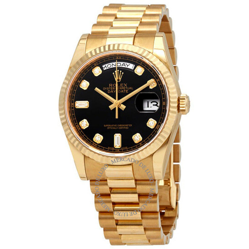 Relógio Mostrador preto Day-Date 36 mm - Mercado de Luxo - O Maior E-Commerce de Bens, Produtos e Serviços de Luxo do Brasil.