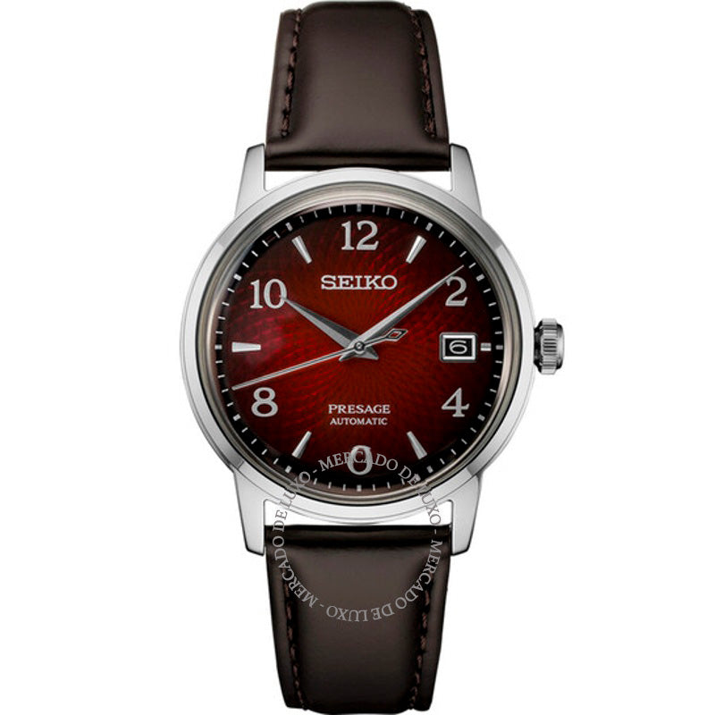 Relógio Presage Cocktail Automático Mostrador Vermelho 38 mm - Mercado de Luxo - O Maior E-Commerce de Bens, Produtos e Serviços de Luxo do Brasil.