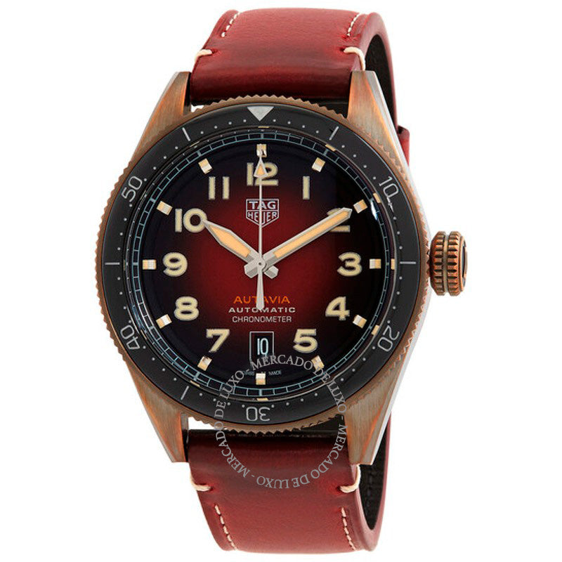 Relógio Autavia Automático Mostrador Vermelho 42 mm - Mercado de Luxo - O Maior E-Commerce de Bens, Produtos e Serviços de Luxo do Brasil.