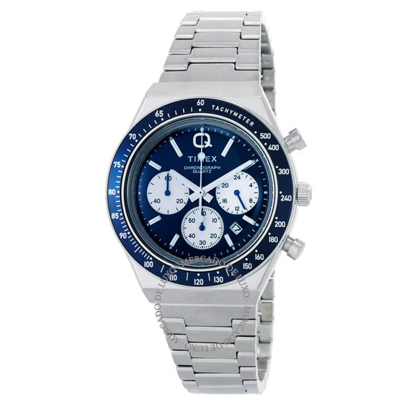 Relógio Q Timex Cronógrafo Quartzo Mostrador Azul  - Mercado de Luxo - O Maior E-Commerce de Bens, Produtos e Serviços de Luxo do Brasil.