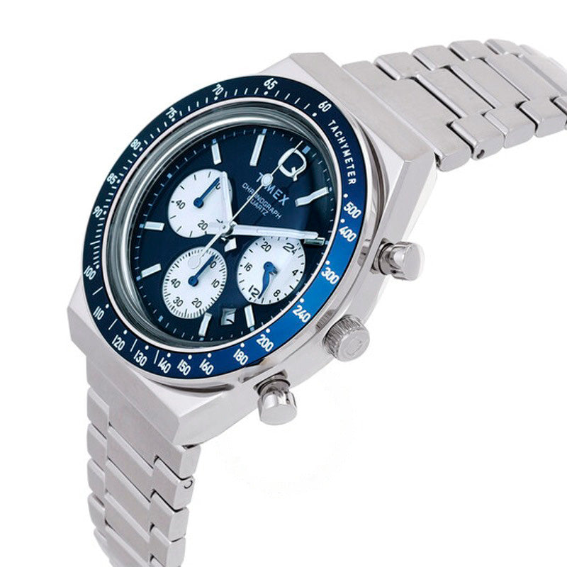 Relógio Q Timex Cronógrafo Quartzo Mostrador Azul  - Mercado de Luxo - O Maior E-Commerce de Bens, Produtos e Serviços de Luxo do Brasil.