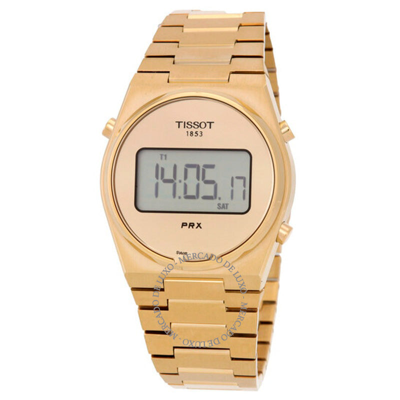 Relógio PRX Digital Quartz Mostrador Dourado 35 mm - Mercado de Luxo - O Maior E-Commerce de Bens, Produtos e Serviços de Luxo do Brasil.