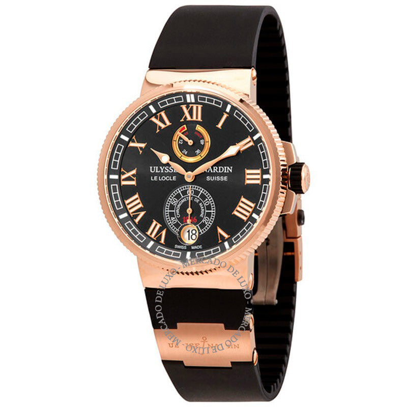 Relógio Cronômetro Marinho Ouro Rosa 18k Automático Mostrador Preto 43 mm - Mercado de Luxo - O Maior E-Commerce de Bens, Produtos e Serviços de Luxo do Brasil.