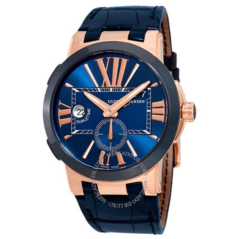 Relógio Executivo Dual Time Automático Mostrador Azul  - Mercado de Luxo - O Maior E-Commerce de Bens, Produtos e Serviços de Luxo do Brasil.