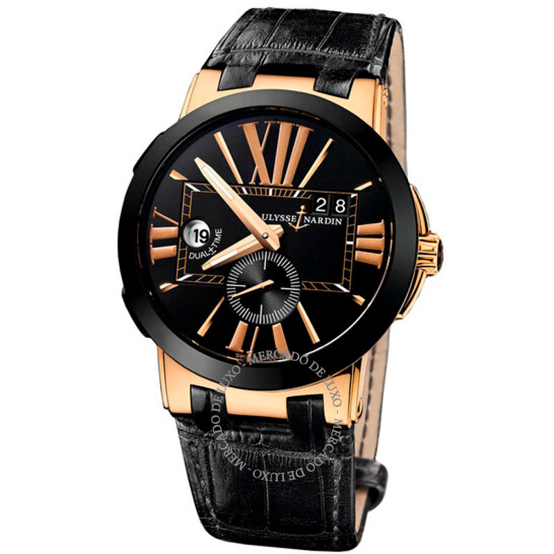 Relógio Executivo Dual Time Mostrador Preto 43 mm - Mercado de Luxo - O Maior E-Commerce de Bens, Produtos e Serviços de Luxo do Brasil.