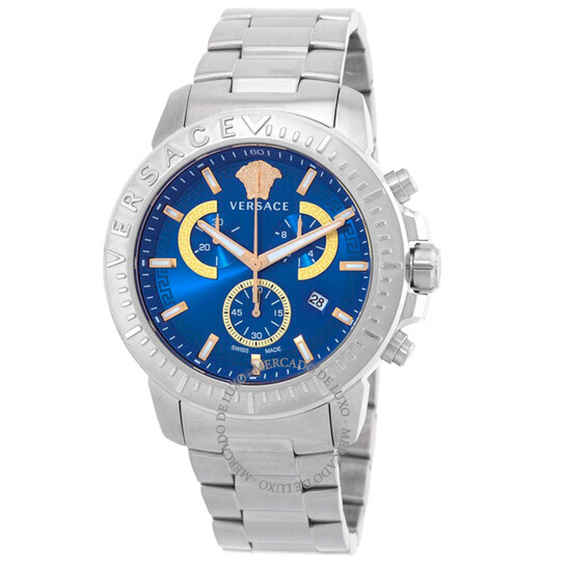 Relógio Novo Chrono Cronógrafo Quartzo Mostrador Azul 45 mm - Mercado de Luxo - O Maior E-Commerce de Bens, Produtos e Serviços de Luxo do Brasil.