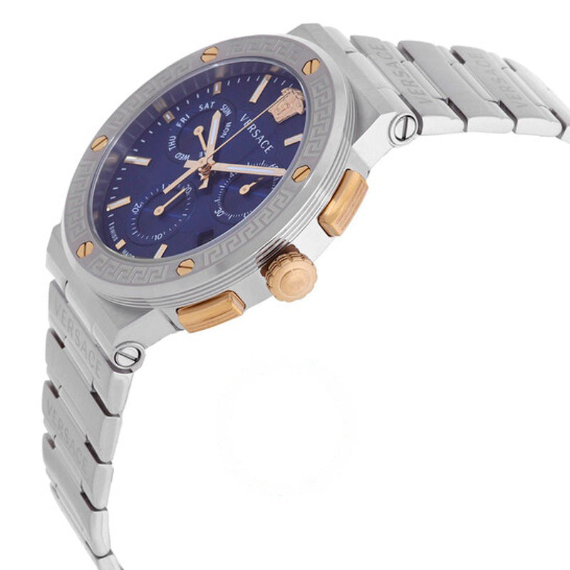Relógio Cronógrafo com logotipo Greca mostrador azul de quartzo 43 mm - Mercado de Luxo - O Maior E-Commerce de Bens, Produtos e Serviços de Luxo do Brasil.