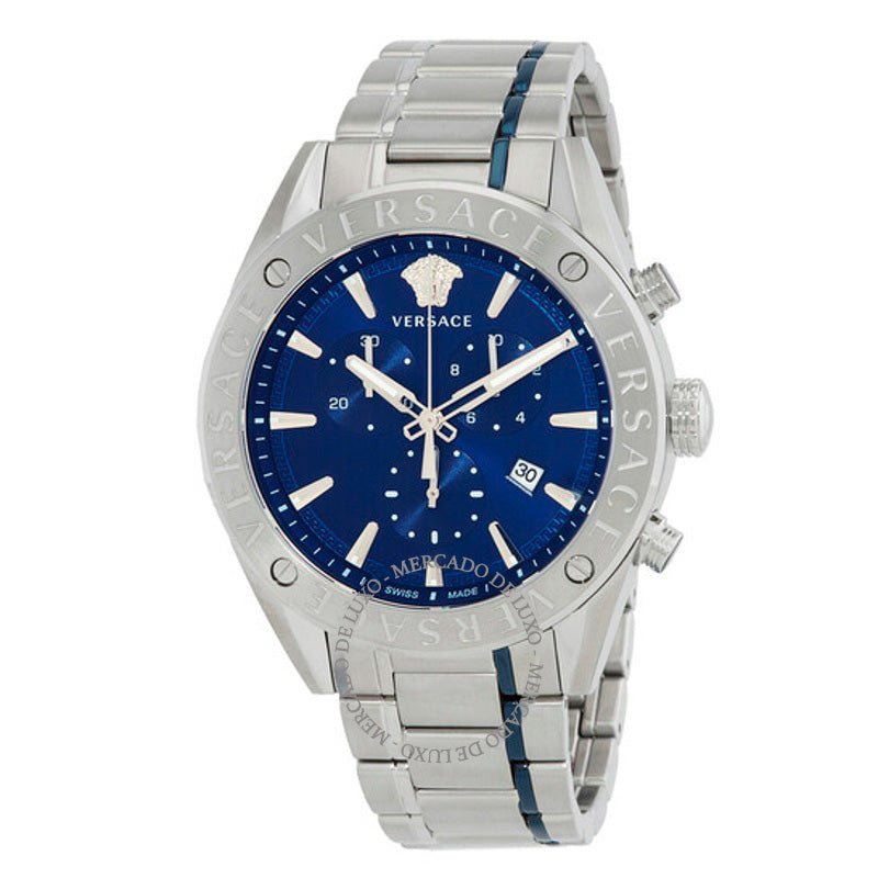 Relógio Cronógrafo V-Chrono Quartzo Mostrador Azul 44 mm - Mercado de Luxo - O Maior E-Commerce de Bens, Produtos e Serviços de Luxo do Brasil.