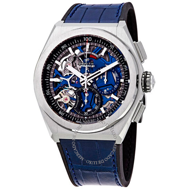 Relógio Defy El Primero 21 Cronógrafo Automático Azul Mostrador Esquelético 44 mm - Mercado de Luxo - O Maior E-Commerce de Bens, Produtos e Serviços de Luxo do Brasil.