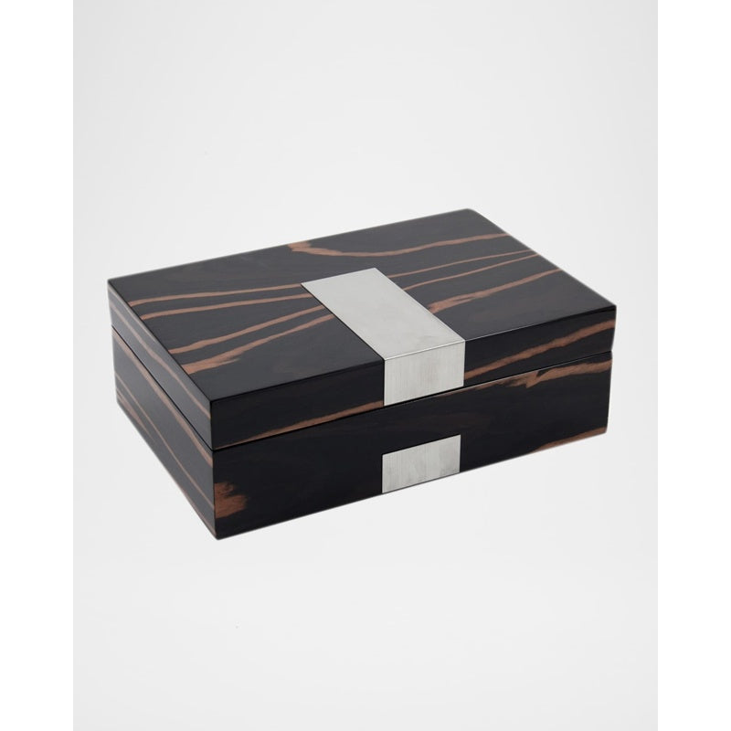 Caixas e Winders Lacquered Ebony Burl Wood Cufflink Valet Box - Mercado de Luxo - O Maior E-Commerce de Bens, Produtos e Serviços de Luxo do Brasil.