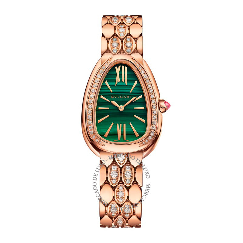 Relógio Serpenti Seduttori em Ouro Rosé Diamante e malaquita 33 mm - Mercado de Luxo - O Maior E-Commerce de Bens, Produtos e Serviços de Luxo do Brasil.