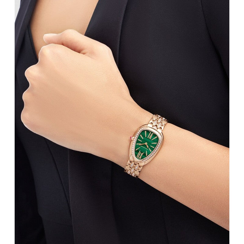 Relógio Serpenti Seduttori em Ouro Rosé Diamante e malaquita 33 mm - Mercado de Luxo - O Maior E-Commerce de Bens, Produtos e Serviços de Luxo do Brasil.