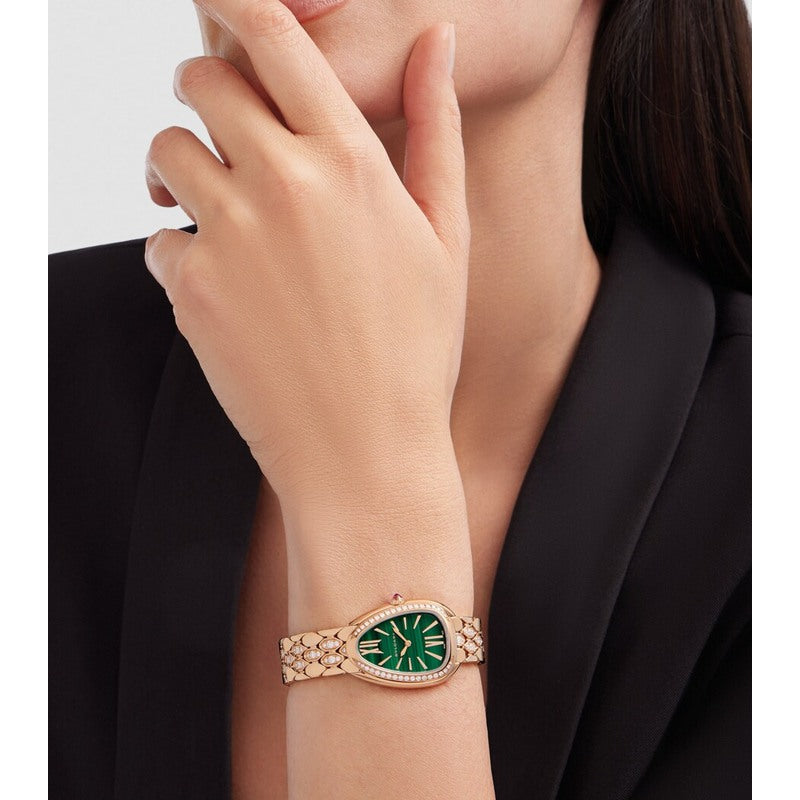 Relógio Serpenti Seduttori em Ouro Rosé Diamante e malaquita 33 mm - Mercado de Luxo - O Maior E-Commerce de Bens, Produtos e Serviços de Luxo do Brasil.