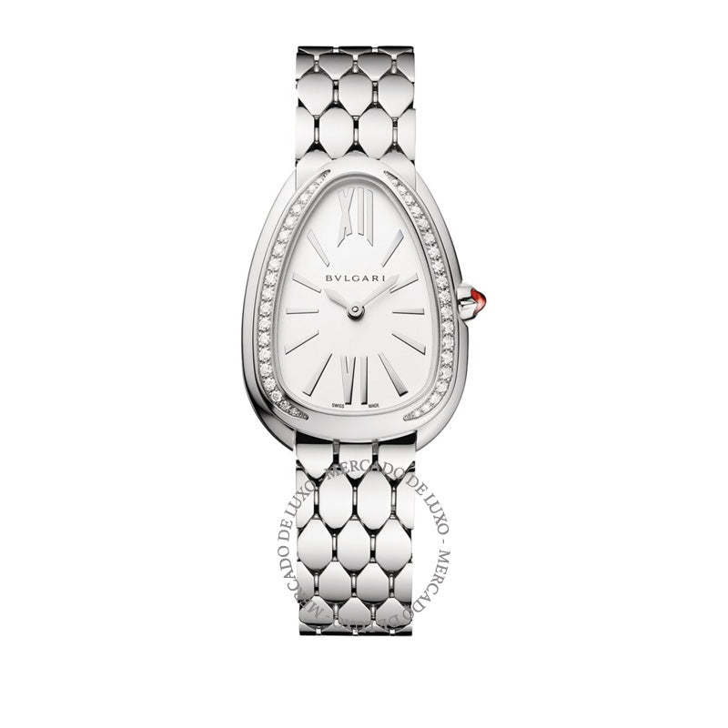 Relógio Serpenti Seduttori em Aço Inoxidável e Diamante 33 mm - Mercado de Luxo - O Maior E-Commerce de Bens, Produtos e Serviços de Luxo do Brasil.