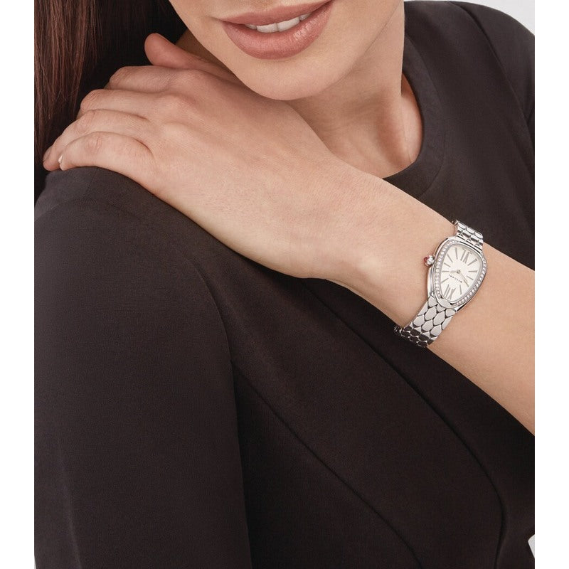 Relógio Serpenti Seduttori em Aço Inoxidável e Diamante 33 mm - Mercado de Luxo - O Maior E-Commerce de Bens, Produtos e Serviços de Luxo do Brasil.
