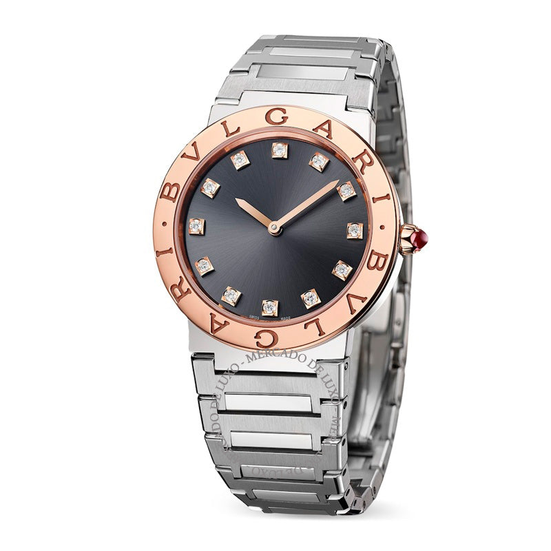 Relógio Bvlgari Bvlgari em Aço Inoxidável e Ouro Rosé e Diamante 33 mm - Mercado de Luxo - O Maior E-Commerce de Bens, Produtos e Serviços de Luxo do Brasil.