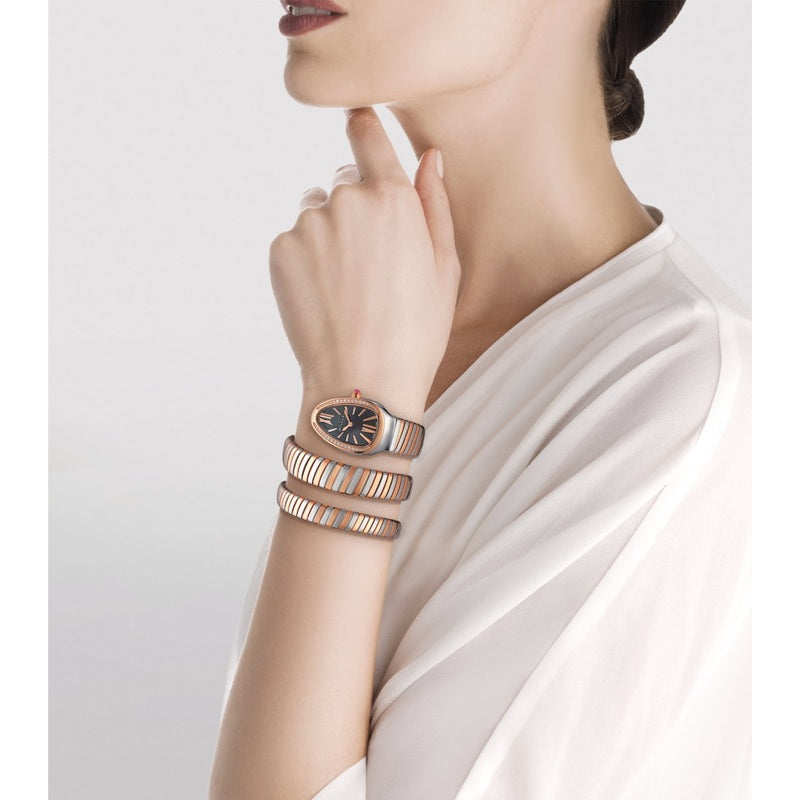 Relógio Serpenti Tubogas em Aço Inoxidável Ouro Rosé e Diamante 35 mm - Mercado de Luxo - O Maior E-Commerce de Bens, Produtos e Serviços de Luxo do Brasil.