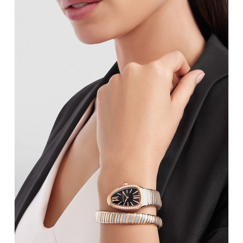 Relógio Serpenti Tubogas em Ouro Rosé Aço Inoxidável e Diamante 35 mm - Mercado de Luxo - O Maior E-Commerce de Bens, Produtos e Serviços de Luxo do Brasil.