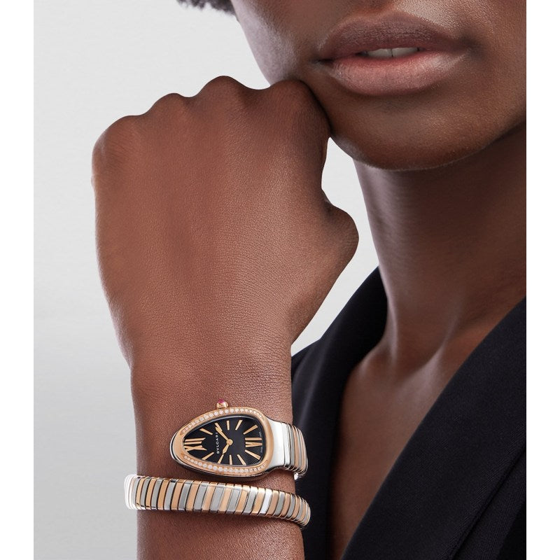 Relógio Serpenti Tubogas em Ouro Rosé Aço Inoxidável e Diamante 35 mm - Mercado de Luxo - O Maior E-Commerce de Bens, Produtos e Serviços de Luxo do Brasil.