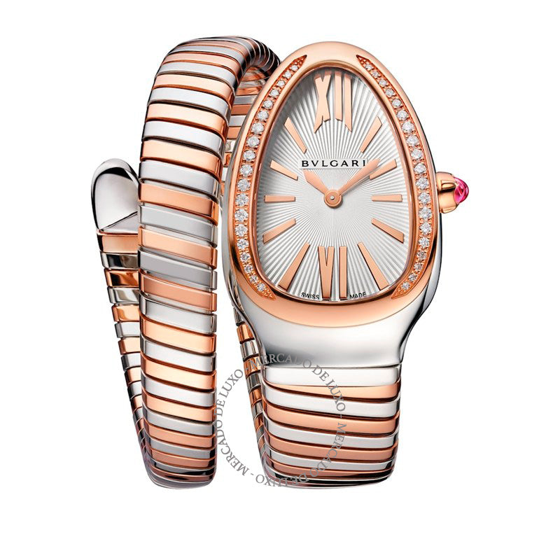 Relógio Serpenti Tubogas em Ouro Rosé Aço Inoxidável Diamante e rubelita 35 mm - Mercado de Luxo - O Maior E-Commerce de Bens, Produtos e Serviços de Luxo do Brasil.
