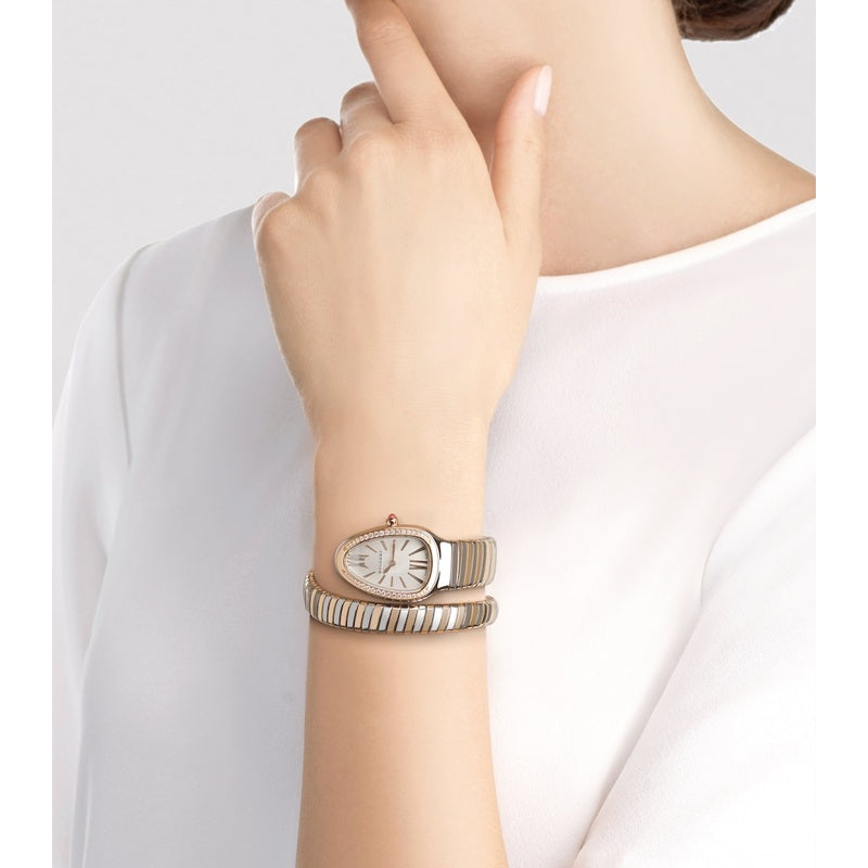 Relógio Serpenti Tubogas em Ouro Rosé Aço Inoxidável Diamante e rubelita 35 mm - Mercado de Luxo - O Maior E-Commerce de Bens, Produtos e Serviços de Luxo do Brasil.