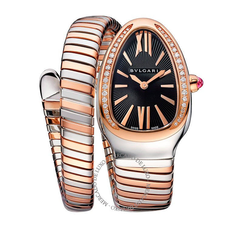 Relógio Serpenti Tubogas Aço Inoxidável Ouro Rosé e Diamante 35 mm - Mercado de Luxo - O Maior E-Commerce de Bens, Produtos e Serviços de Luxo do Brasil.