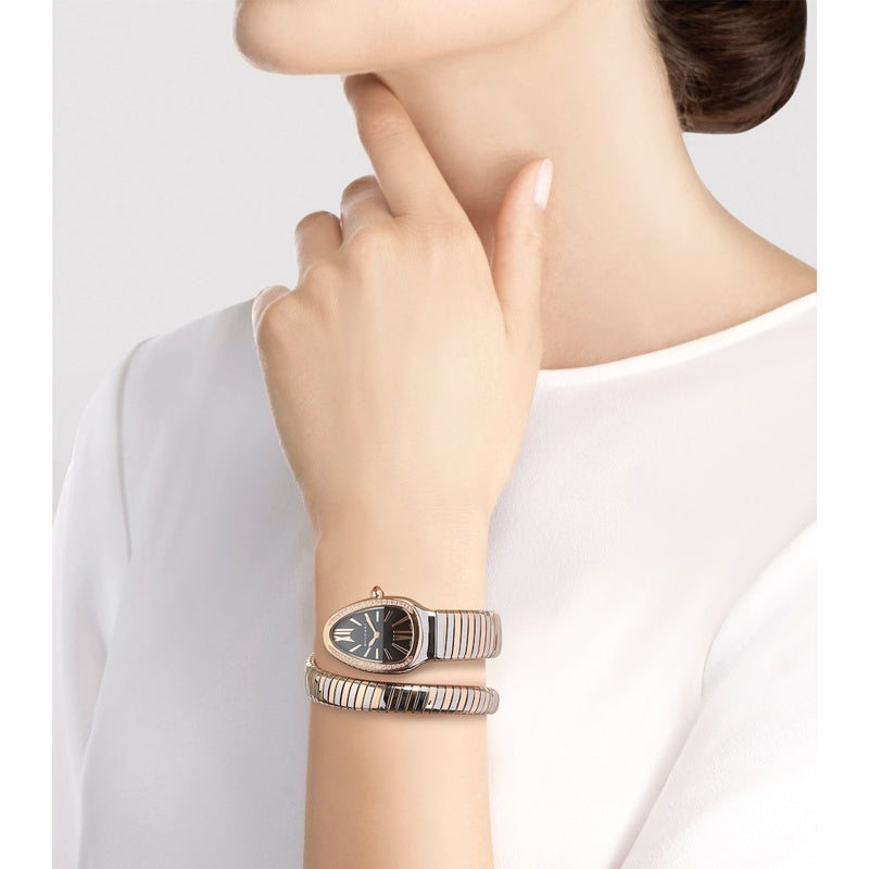 Relógio Serpenti Tubogas Aço Inoxidável Ouro Rosé e Diamante 35 mm - Mercado de Luxo - O Maior E-Commerce de Bens, Produtos e Serviços de Luxo do Brasil.