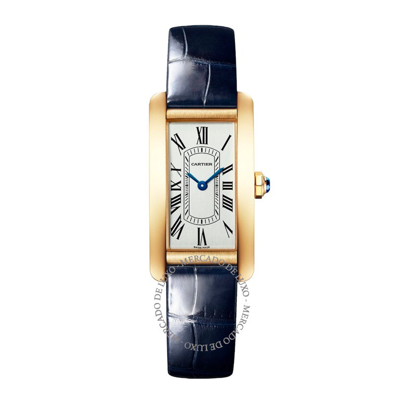 Relógio Tank Américaine Mini em Ouro Amarelo e Safira 194 mm - Mercado de Luxo - O Maior E-Commerce de Bens, Produtos e Serviços de Luxo do Brasil.