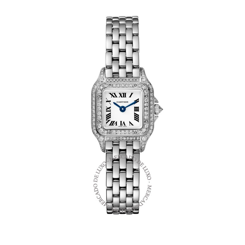 Relógio Panthère de Cartier Mini em Ouro Branco e Diamantes 20 mm - Mercado de Luxo - O Maior E-Commerce de Bens, Produtos e Serviços de Luxo do Brasil.