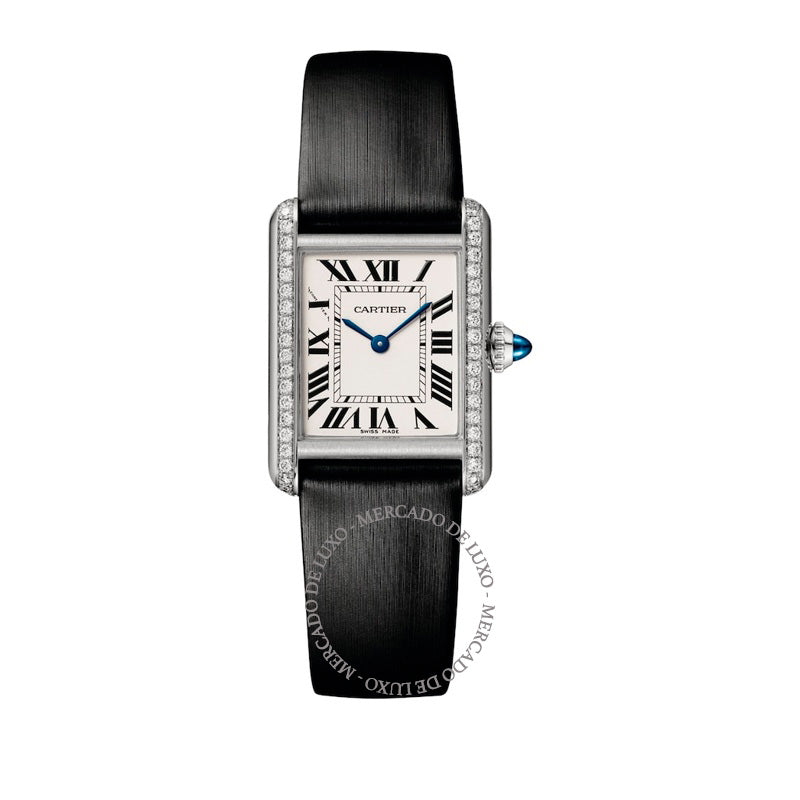 Relógio Tank Must em Aço Inoxidável e Diamante 22 mm - Mercado de Luxo - O Maior E-Commerce de Bens, Produtos e Serviços de Luxo do Brasil.