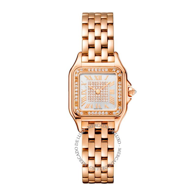 Relógio Panthère de Cartier Mini em Ouro Rosé e Diamante 22 mm - Mercado de Luxo - O Maior E-Commerce de Bens, Produtos e Serviços de Luxo do Brasil.