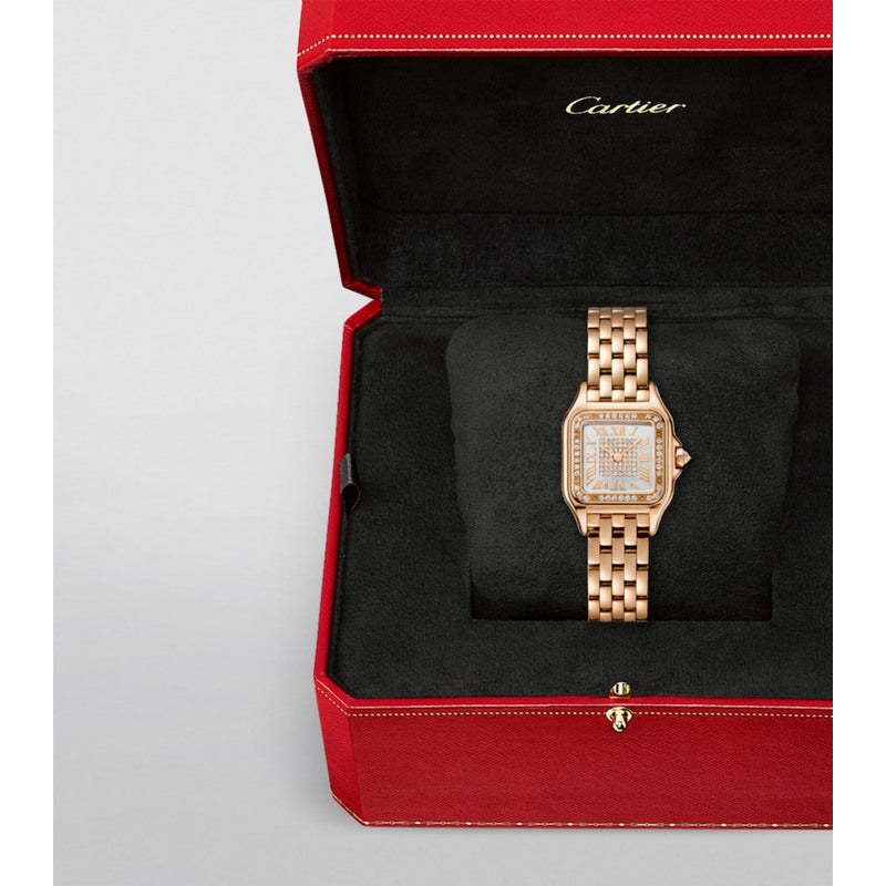Relógio Panthère de Cartier Mini em Ouro Rosé e Diamante 22 mm - Mercado de Luxo - O Maior E-Commerce de Bens, Produtos e Serviços de Luxo do Brasil.