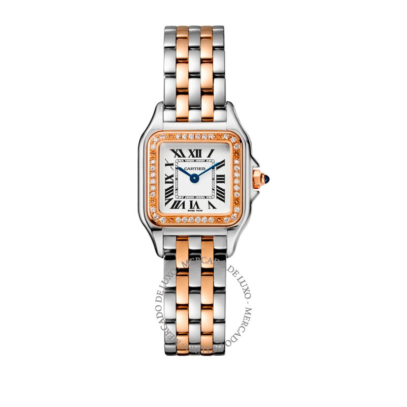 Relógio Panthère de Cartier em Ouro Rosé Aço Inoxidável e Diamantes 22 mm - Mercado de Luxo - O Maior E-Commerce de Bens, Produtos e Serviços de Luxo do Brasil.