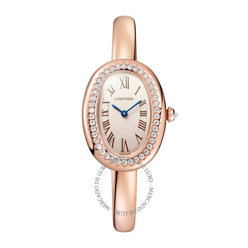 Relógio Baignoire de Cartier Mini em Ouro Rosé e Diamantes 231 mm - Mercado de Luxo - O Maior E-Commerce de Bens, Produtos e Serviços de Luxo do Brasil.