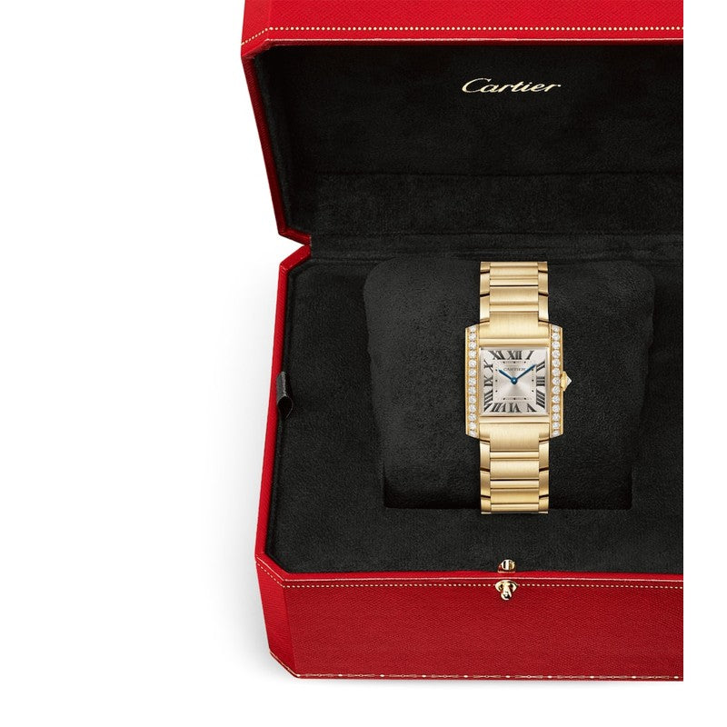 Relógio Tank Française Médio em Ouro Amarelo e Diamantes 27 mm - Mercado de Luxo - O Maior E-Commerce de Bens, Produtos e Serviços de Luxo do Brasil.