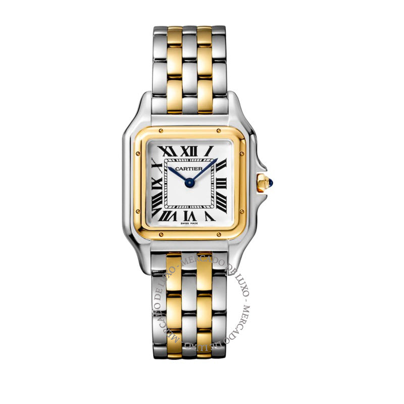 Relógio Panthère de Cartier Médio em Ouro Amarelo e Aço Inoxidável 27 mm - Mercado de Luxo - O Maior E-Commerce de Bens, Produtos e Serviços de Luxo do Brasil.