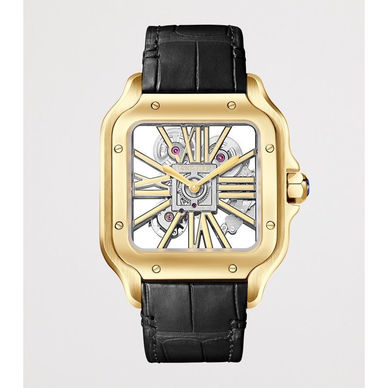 Relógio Santos de Skeleton Grande em Ouro Amarelo 28 mm - Mercado de Luxo - O Maior E-Commerce de Bens, Produtos e Serviços de Luxo do Brasil.