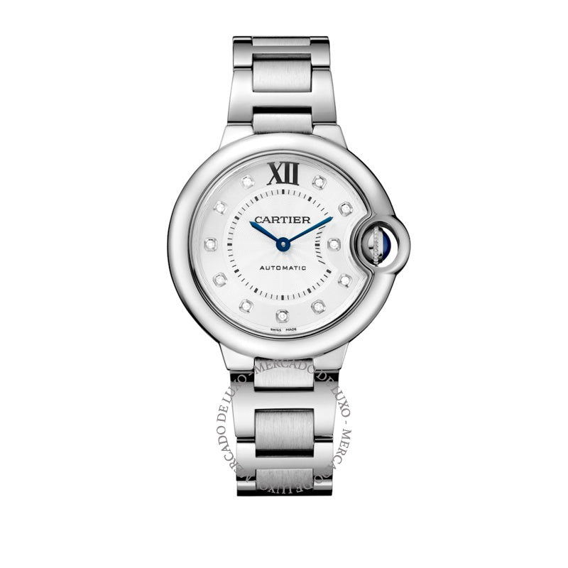 Relógio Ballon Bleu de Cartier em Aço Inoxidável e Diamante 33 mm - Mercado de Luxo - O Maior E-Commerce de Bens, Produtos e Serviços de Luxo do Brasil.