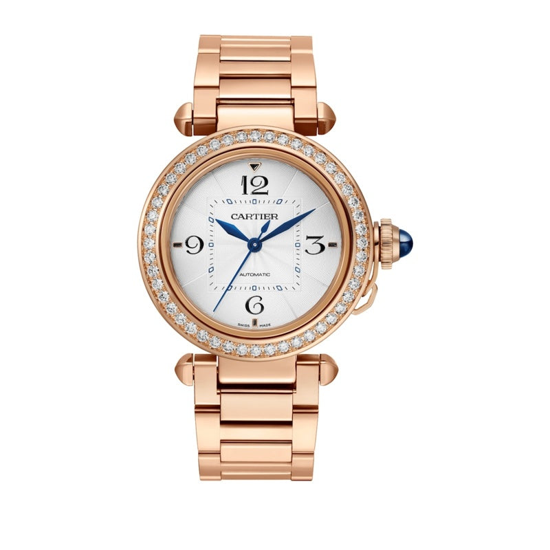 Relógio Pasha de Cartier com Diamantes e Ouro Rosé 35 mm - Mercado de Luxo - O Maior E-Commerce de Bens, Produtos e Serviços de Luxo do Brasil.