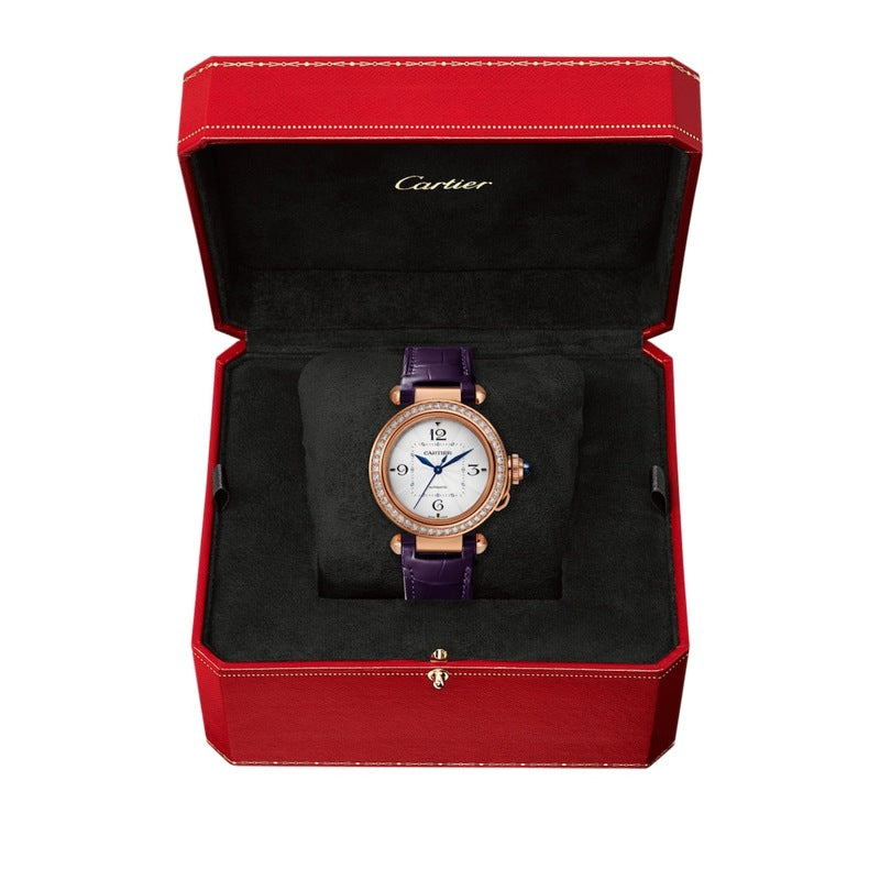 Relógio Pasha de Cartier com Diamantes e Ouro Rosé 35 mm - Mercado de Luxo - O Maior E-Commerce de Bens, Produtos e Serviços de Luxo do Brasil.