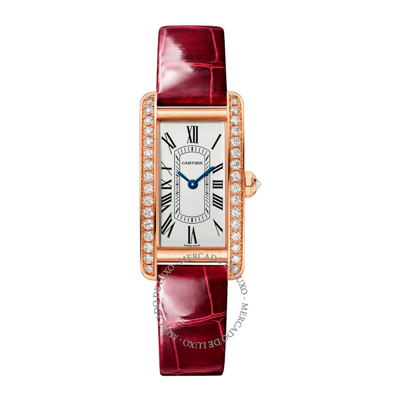Relógio Tank Américaine Mini em Ouro Rosé e Diamantes 35 mm - Mercado de Luxo - O Maior E-Commerce de Bens, Produtos e Serviços de Luxo do Brasil.