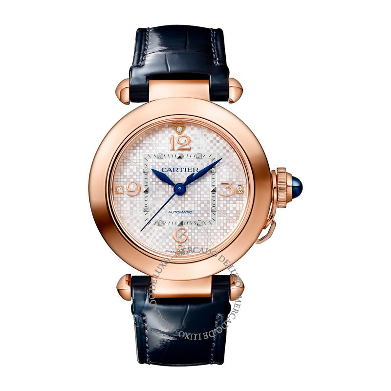 Relógio Pasha de Cartier em Ouro Rosé e Diamantes 35 mm - Mercado de Luxo - O Maior E-Commerce de Bens, Produtos e Serviços de Luxo do Brasil.