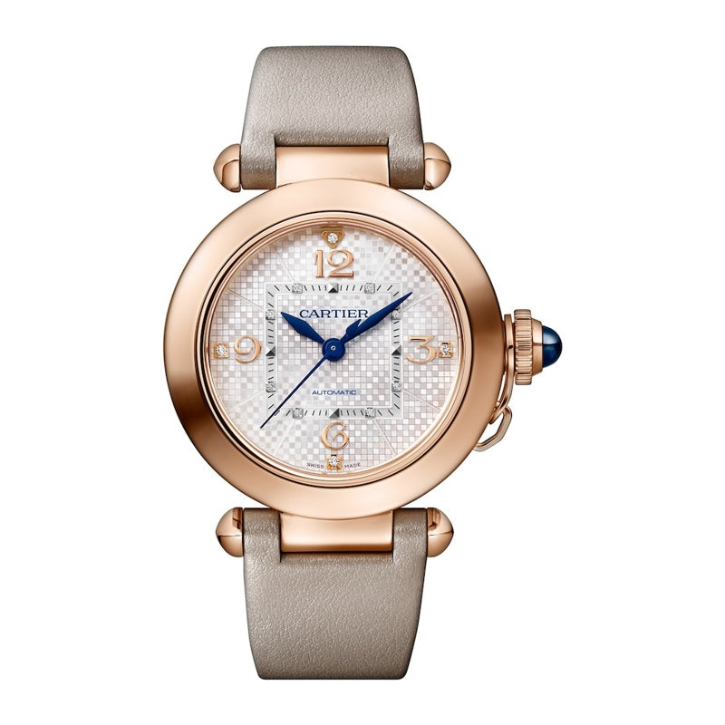 Relógio Pasha de Cartier em Ouro Rosé e Diamantes 35 mm - Mercado de Luxo - O Maior E-Commerce de Bens, Produtos e Serviços de Luxo do Brasil.