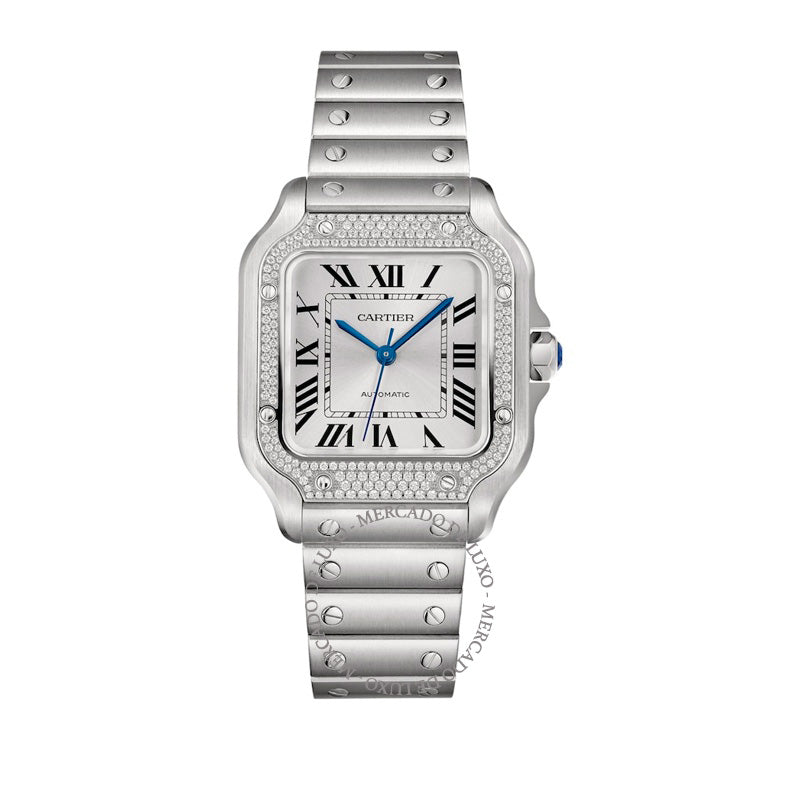 Relógio Santos de Cartier Médio em Aço 351 mm - Mercado de Luxo - O Maior E-Commerce de Bens, Produtos e Serviços de Luxo do Brasil.